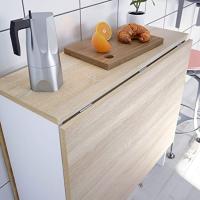 Mesa Auxiliar con Alas Abatibles, Mesa Cocina, Acabado en Color Blanco Artik y Roble Canadian, Modelo Fly, Medidas: 77 cm (Largo) x 31-140 cm (Ancho) x 79 cm (Alto), Abatible - details 2