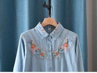 Blusas Bordadas de Flor Moda Coreana para Mujeres Primavera Camisa de Jeans de Diseñador - details 2