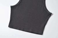 Verano negro mujer moda Crop Top cuello alto blanco sin mangas camisetas sin mangas 5 colores - details 12