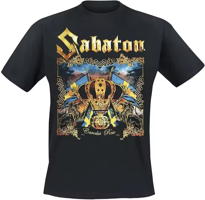 Camiseta de Algodón Carolus Rex, negra, Sabaton, negra - 1
