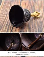 Vaso ritual de cobre puro artesanal hecho a mano en Nepal, práctica tántrica tibetana, mortero de campana de diamante de cinco hebras, tamaño mediano - details 4