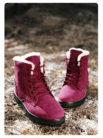 Botas de nieve cálidas antideslizantes para mujer, botines impermeables al aire libre, zapatos de senderismo de piel, zapatillas de felpa con cordones, Invierno - details 4