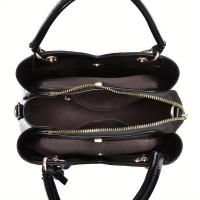 2022 El bolso de mano de textura de cocodrilo sintético más nuevo y moderno para mujer con colgante de cereza: elegante bolso y bolso de hombro negro y rojo, cierre de cremallera, forro de poliéster, detalle de pintura en los bordes, bolso | Bolso elegant - details 9