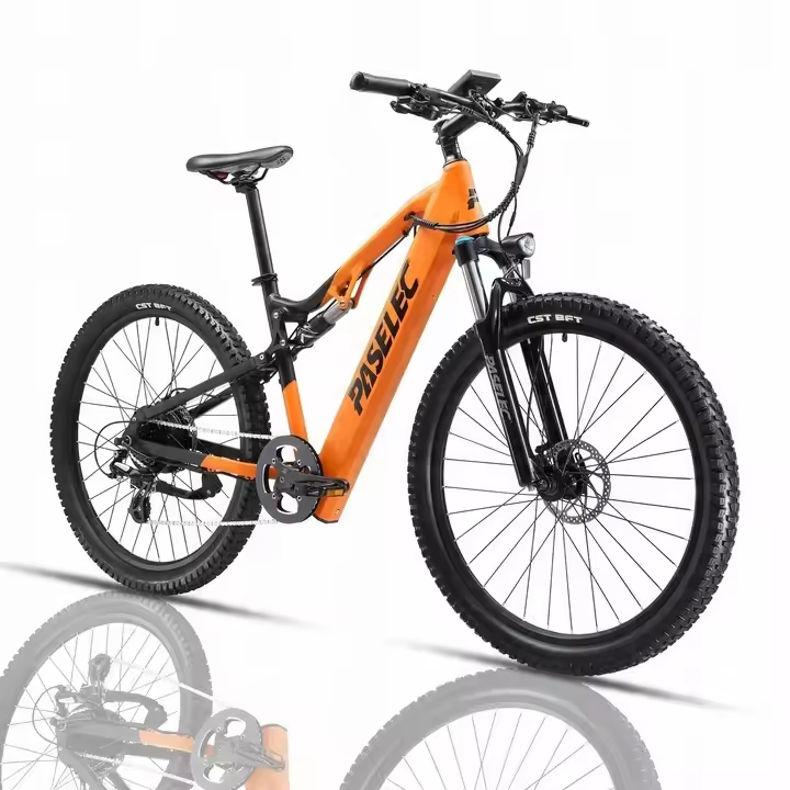 Bicicleta eléctrica Paselec GS9 Peak1000W 48V16AH 45KM/H 8 velocidades naranja de 27,5" - 1
