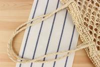 Bolsa tejida de hierba ahuecada hecha a mano, estilo Instagram, turismo de playa y vacaciones, cuerda de papel, un solo hombro - details 7