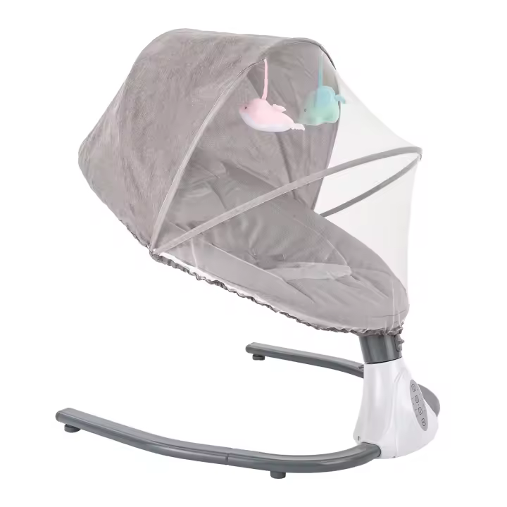 Columpio eléctrico con Control remoto para bebé, plegable y portátil balancín, cuna Bluetooth, asiento de música USB para 0 a 12 meses aproximadamente - 1