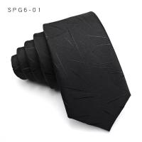 Corbata De Lujo Para Hombre Estrecha Y Fina De 6CM En Color Negro Con Patrones Sólidos Y Puntos Jacquard Para Negocios Y Fiestas - details 5