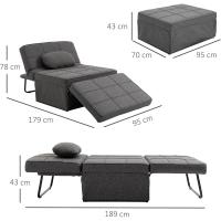 Silla de Dormir Conversible con 5 Posiciones de Retirada Reposacabezas para Salón Carga de 200kg - details 2