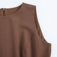 Falda plisada 3D Mini s con cuello redondo Moda para mujer en marrón - details 2