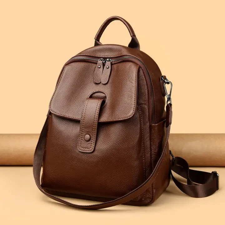 Mochila Mujer Verano 2025 Nuevo Cuero Suave Tendencia de Moda Capa frontal Multiusos Versátil Gran capacidad Mochila Tide - 1