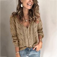 Suéteres de punto para mujer, cárdigan de manga larga con cuello en v, tops de otoño - details 1