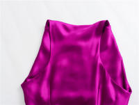 Primavera y verano nuevo estilo europeo y americano cuello redondo sin mangas seda satén textura cintura vestido mujer - details 8