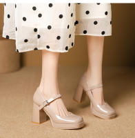 Nuevo temperamento francés tacones gruesos tacones altos zapatos de mujer - details 17