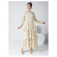 2025 Vestido de Primavera Otoño de Alta Calidad Floral Retro Manga Larga Linternas con Volantes Vestido Casual de Trabajo Talla - details 4