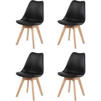 Juego de Mesa de Comedor y Sillas, 1 Mesa Redonda de 80 cm + 4 Sillas Blancas, de Diseño Nórdico - details 25
