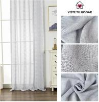 Cortina de tela semitransparente de lino y poliéster con estampado de rombos.150x260cm, decoración del hogar, oficina. - details 0