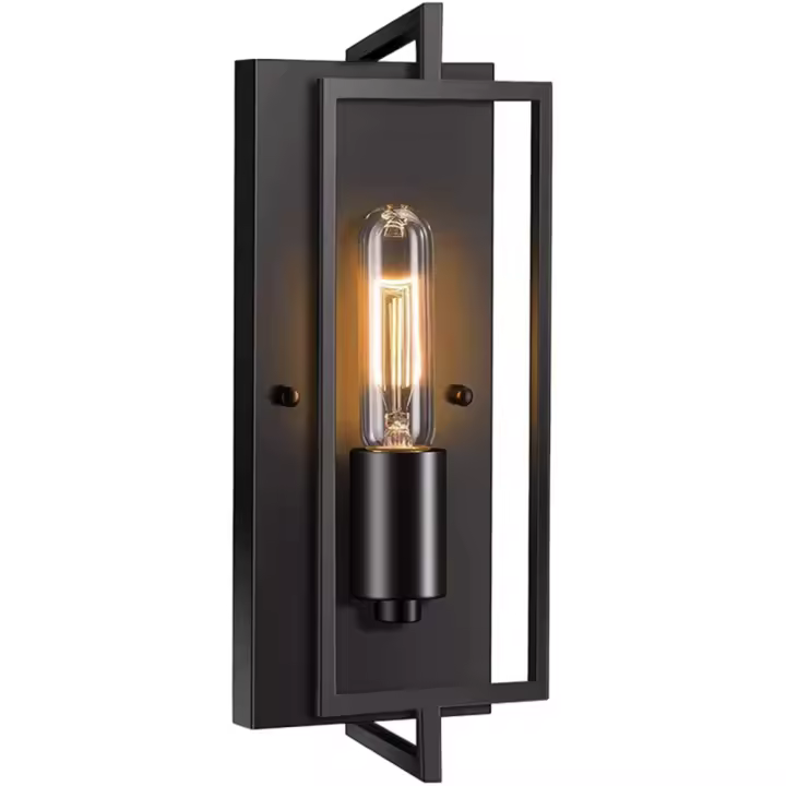 Aplique de Pared Industrial Moderno - Lámpara Negra Mate para Interiores - 1