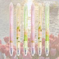 Bolígrafos de Gel borrables de tulipán, bolígrafo neutro para escritura de paisaje, bolígrafos de Gel de estilo coreano Kawaii con borradores, suministros escolares - details 6