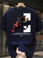 Camiseta Gráfica de Algodón Cintento Manga Corta, Estampado Grueso ""L"", Cuello Redondo, Ajuste Regular para Outfit Casual y Actividades al Aire Libre Ropa Versátil, Impresión Vibrante - details 5