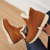 Botas de plataforma de nieve sin cordones, zapatos de algodón para mujer, pantalón corto informal cálido de invierno, nuevos botines para mujer - details 5