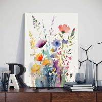 Póster De Flores Con Mezcla De Acuarela, Cuadro Sobre Lienzo Para Pared Con Marco Para Decoración De Sala De Estar - details 4