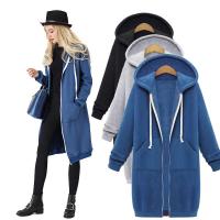 Sudadera con Capucha Larga y Cinturada Abrigo Exterior Casual para Mujeres - details 2