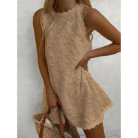 Vestido de princesa blanco sin mangas para mujer, camiseta holgada con cuello redondo, moda informal, Verano - details 3