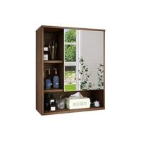Gabinete de Espejo de Baño Montado en la Pared Ahorro de Espacio de Bambú - details 10