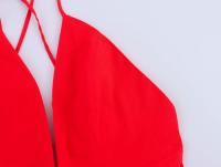 La ropa de las mujeres europeas y americanas es delgada, sentido del diseño de liguero informal, vestido de temperamento sin espalda de nicho rojo - details 4