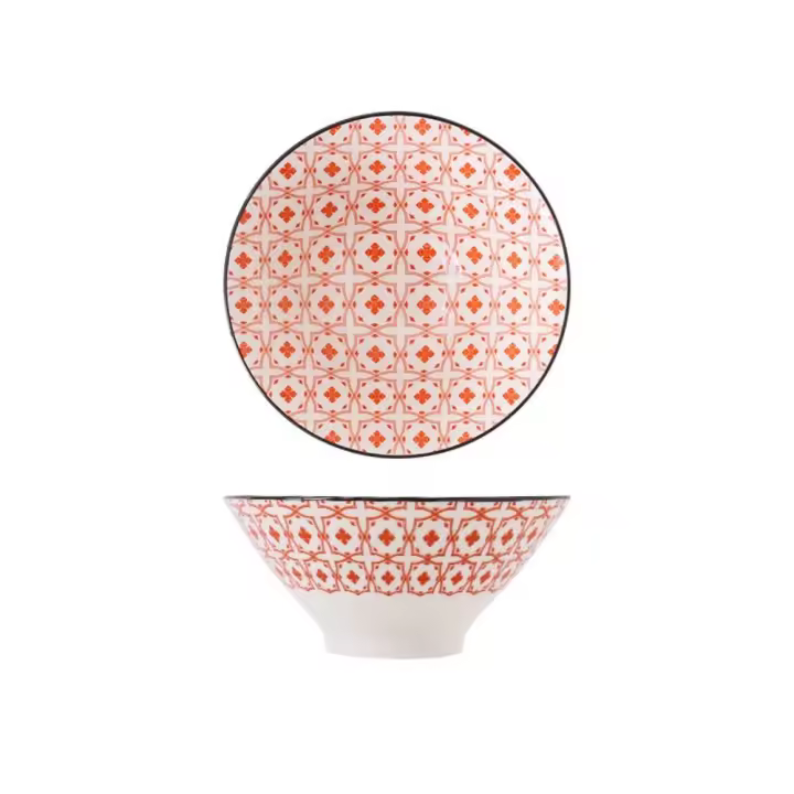 Cuencos de arroz japoneses de cerámica, cuenco de servicio seguro para lavavajillas y microondas de 5,5 pulgadas, cuencos de fideos hechos a mano bajo vidriado de seguridad para Ramen - 1