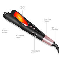 Estilizador de Cabello Pro 2-en-1 Liso y Spiral Wave Hierro Plano de Titanio Dorado - details 2