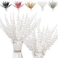 Ramos de flores artificiales para decoración del hogar, hojas verdes realistas, arreglo Floral, ramas, eucalipto, regalo de 20 piezas - details 3