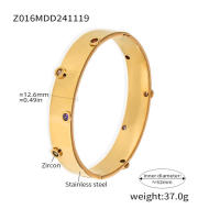 Pulsera de Puño multicolor Dorada de Maple inoxidable de moda pulsera de Maple inoxidable de Textura Femenina - details 0