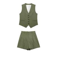 BUNO-Tops de lino lisos a la moda para mujer, chaleco sin mangas con cuello en V, chaleco informal elegante básico para mujer, trajes de negocios - details 10