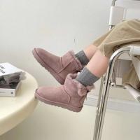 Invierno 2023 nuevas botas de nieve con cordones de tubo medio de piel de oveja para mujer - details 2