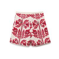 2025 primavera y verano nuevo estilo europeo y americano de las mujeres de la moda de la calle casual versátil pantalones cortos bordados de cintura alta 273 - details 2