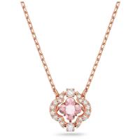 Swarosk chapado en oro rosa pavimenta piedra CZ colgante de trébol de la suerte plata cristal rosa cuatro hojas trébol encanto collar joyería regalo para mujeres ﻿ ﻿ - details 0