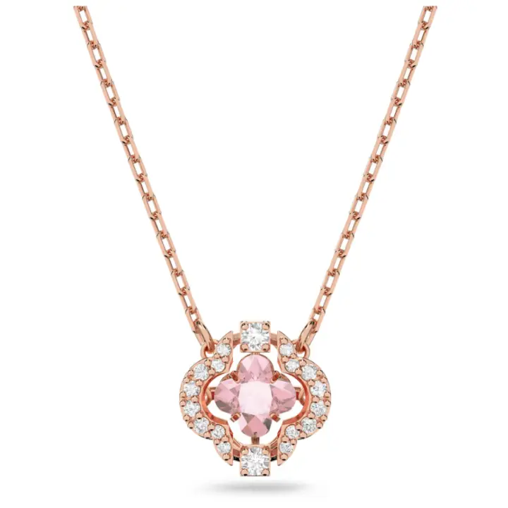 Chapado en Rose Gold Pavimenta Piedra CZ Colgando de Trébol de La Plata Cristal Rosa Cuatro Hojas Trébol encanto ar joyería GIFT para Mujeres - 1