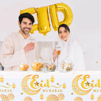 Camino de mesa Eid Mubarak, manteles de Ramadán, decoración de Ramadán Kareem para el hogar, fiesta musulmana islámica, regalos de Eid Al Adha, 2025 - details 8