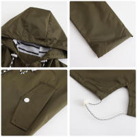 Camiseta impermeable con capucha a rayas de manga larga para mujer, longitud media - details 8