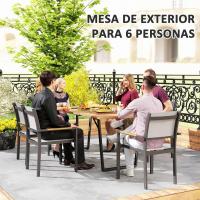 Mesa de Jardín de Madera Rectangular Estructura de Acero y Encimera de Listones 175x80x75 cm - details 3
