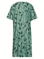 Vestido de talla grande para mujer, novedad de verano 2025, vestido con estampado y cuello en V, vestidos tipo Jersey sueltos - details 3