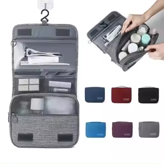 Bolsa De Viaje portátil para hombres y mujeres, organizador De maquillaje impermeable De tela Oxford con almacenamiento y bolsillo para artículos De higiene - 1