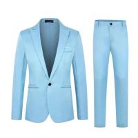 Conjunto de Traje de Negocios para Hombres de Talla Delgada 2Pcs con Blazer de Manga Larga y Traje Largo Color Sólido Estilo Primavera Otoño - details 10