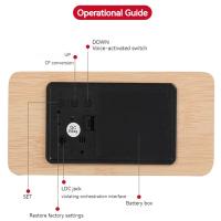 Reloj despertador Digital LED de madera con Control de voz y temperatura, despertador electrónico de escritorio - details 5