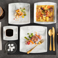 MALACASA-vajilla de porcelana gris Mármol, 30/60 piezas, con postre/sopa/plato de cena/taza/platillo, servicio para 12 - details 3