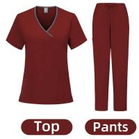 Ropa de trabajo para salón de belleza y enfermera médica, bata clínica, Top + pantalón, Túnica de enfermería para médico de Spa, traje, uniformes quirúrgicos, conjunto exfoliante para mujer - details 14