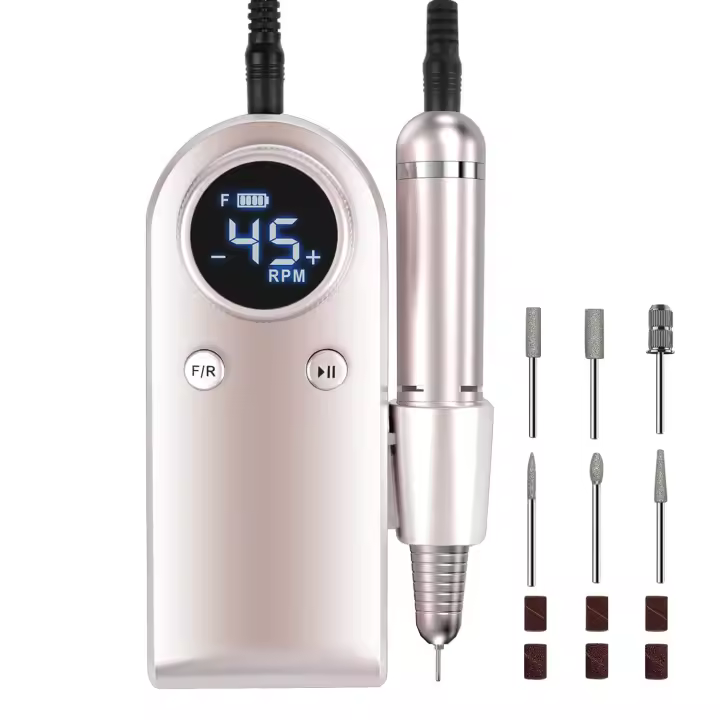 Taladro Eléctrico para Uñas Portátil Recargable 45000 RPM para Uñas de Acrílico, Gel - 1