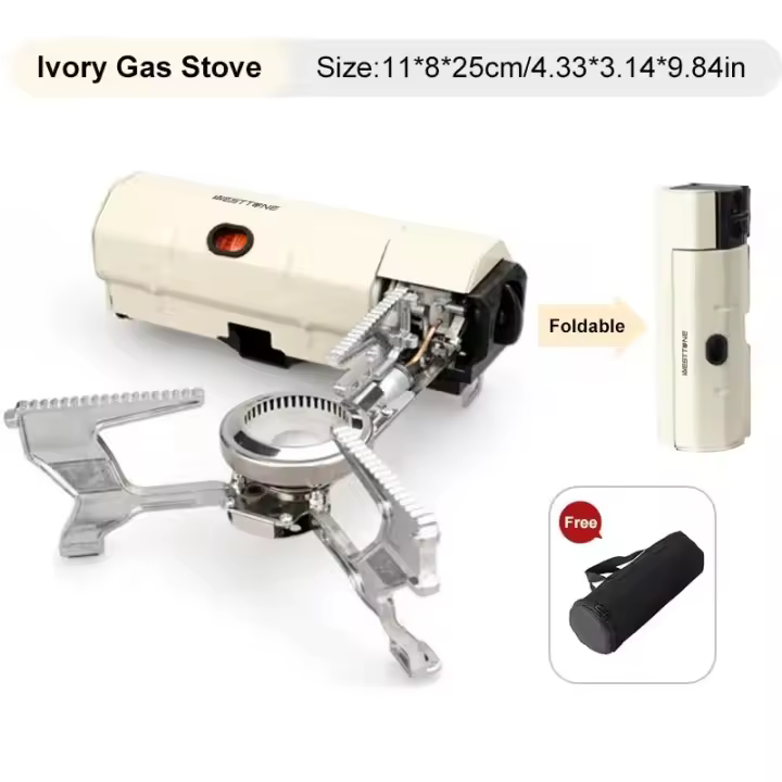 Estufa de Gas Portátil de Acero Inoxidable 2670W, Quemador de Gas para Picnic al Aire Libre, Cocina de Viaje, Cocina a la Parrilla, Sistema de Calefacción - 1