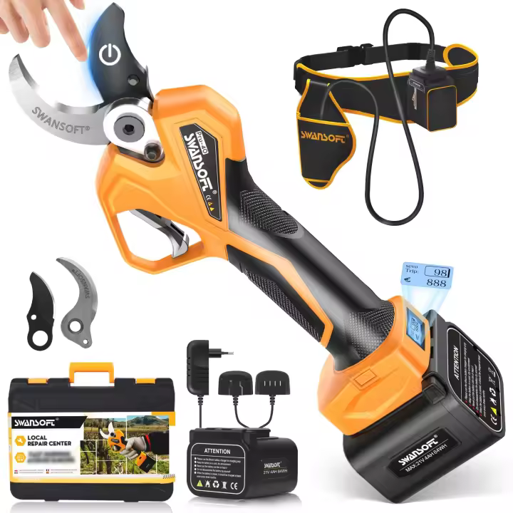 Podadora Eléctrica SWANSOFT con Motor sin Escobillas de 40 mm, Batería de 4 Ah + 4 Ah, para Podar Árboles Frutales/Jardines PRU40 - 1